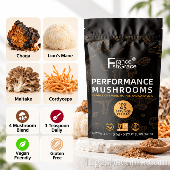 Estratti vegetali biologici di funghi Shecome Performance